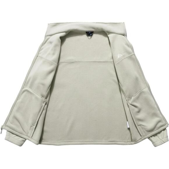 Men's Soft Polar Fleece Jacket with Pockets Lightweight Outdoor Light Grey Color - Picture 4 of 9